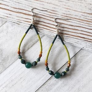 Artisan Jewelry Collection - Forest Beaded Teardrop Earrings